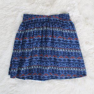 Hollister Blue Aztec/Geometric Print Skirt Small